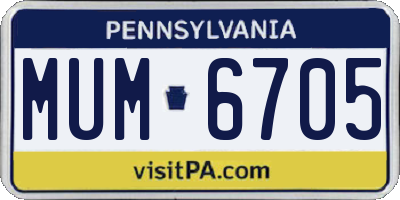 PA license plate MUM6705