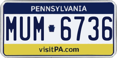 PA license plate MUM6736