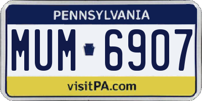 PA license plate MUM6907