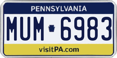 PA license plate MUM6983