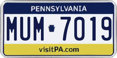 PA license plate MUM7019