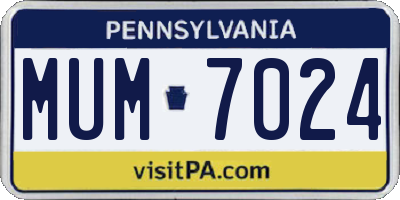 PA license plate MUM7024