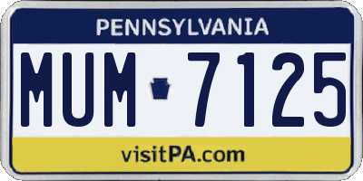 PA license plate MUM7125