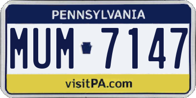PA license plate MUM7147