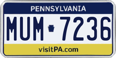 PA license plate MUM7236