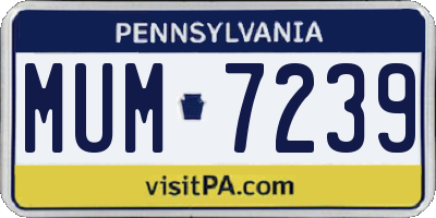 PA license plate MUM7239