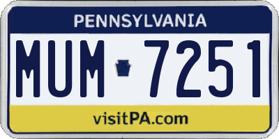 PA license plate MUM7251
