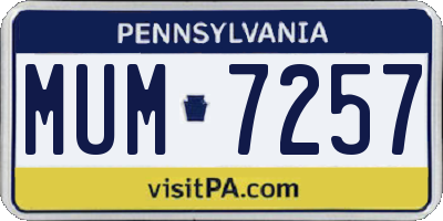 PA license plate MUM7257