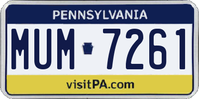 PA license plate MUM7261