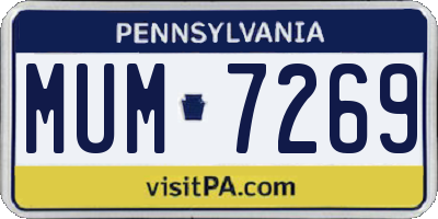 PA license plate MUM7269