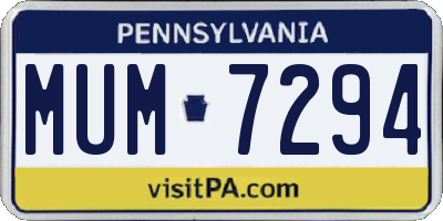 PA license plate MUM7294