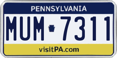 PA license plate MUM7311