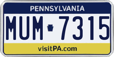 PA license plate MUM7315