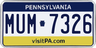 PA license plate MUM7326