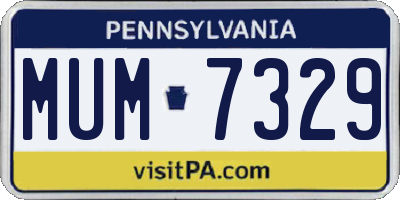 PA license plate MUM7329