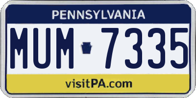 PA license plate MUM7335