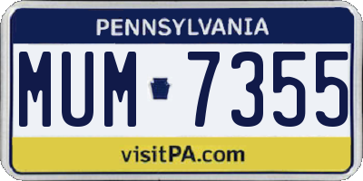 PA license plate MUM7355