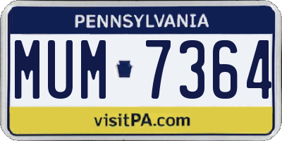 PA license plate MUM7364