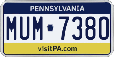 PA license plate MUM7380