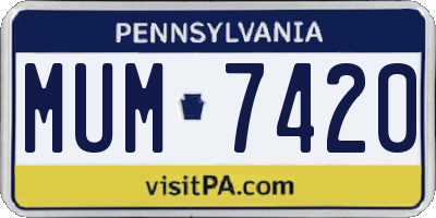PA license plate MUM7420