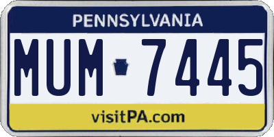 PA license plate MUM7445