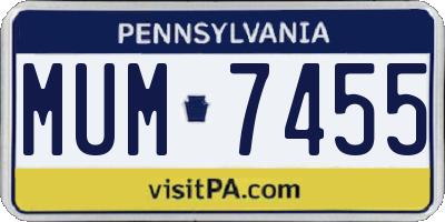 PA license plate MUM7455
