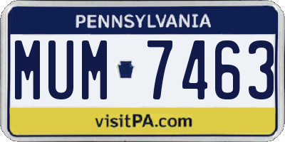 PA license plate MUM7463