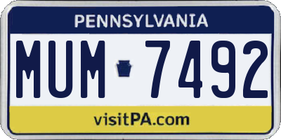 PA license plate MUM7492