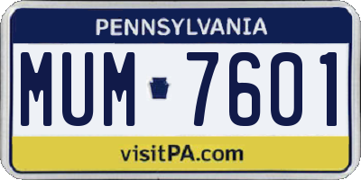 PA license plate MUM7601