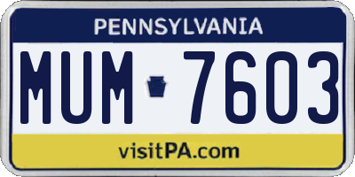 PA license plate MUM7603