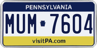 PA license plate MUM7604
