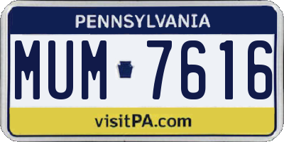 PA license plate MUM7616