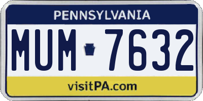 PA license plate MUM7632