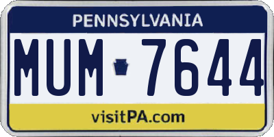 PA license plate MUM7644