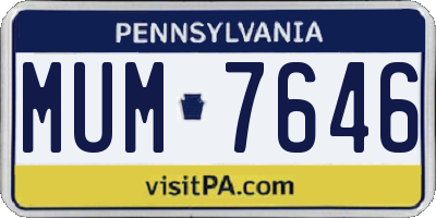 PA license plate MUM7646