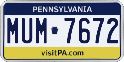 PA license plate MUM7672