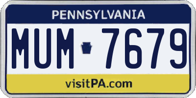 PA license plate MUM7679
