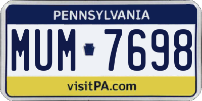 PA license plate MUM7698