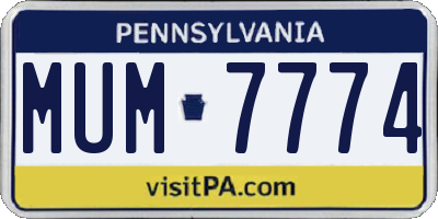 PA license plate MUM7774