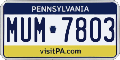 PA license plate MUM7803