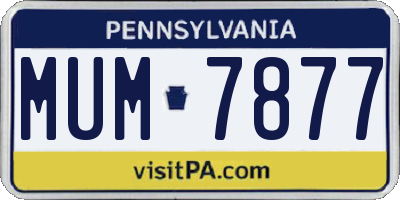 PA license plate MUM7877