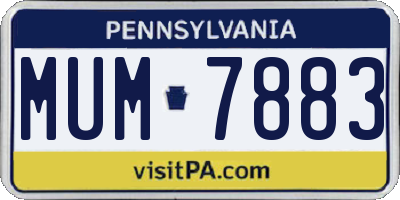 PA license plate MUM7883