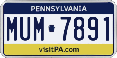PA license plate MUM7891