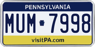 PA license plate MUM7998