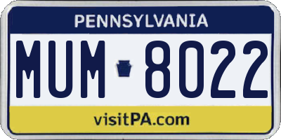 PA license plate MUM8022