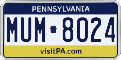 PA license plate MUM8024