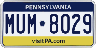 PA license plate MUM8029
