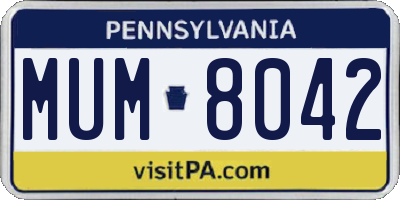 PA license plate MUM8042