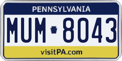 PA license plate MUM8043