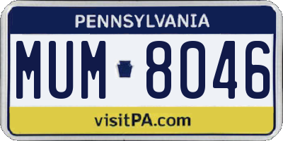 PA license plate MUM8046